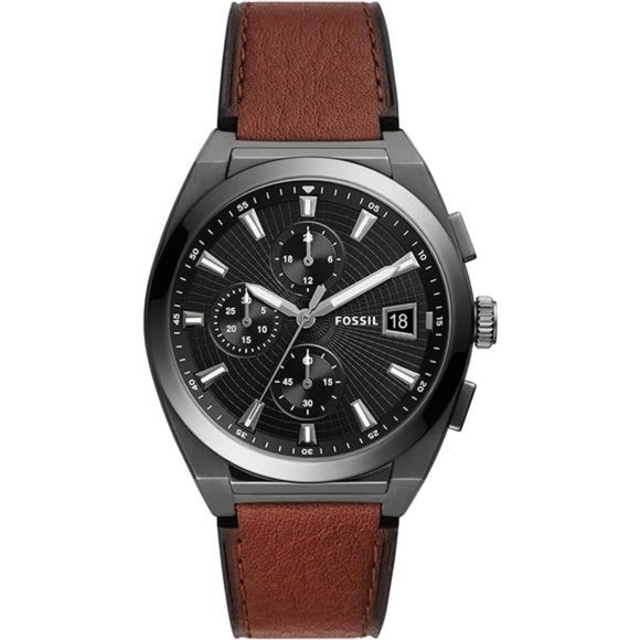 Fossil Men's Everett Quartz Stainless Steel Leather Chronograph Watch Brown